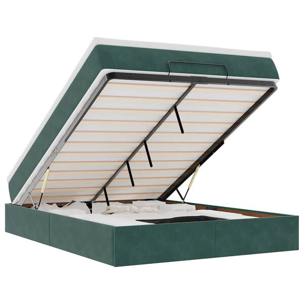 vidaXL osmannisk sengeramme med madras 140x190 cm fl&oslash;jl m&oslash;rkegr&oslash;n