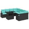 vidaXL Havesofa S&aelig;t med pude med opbevaring 9 pcs Sort Poly Rattan