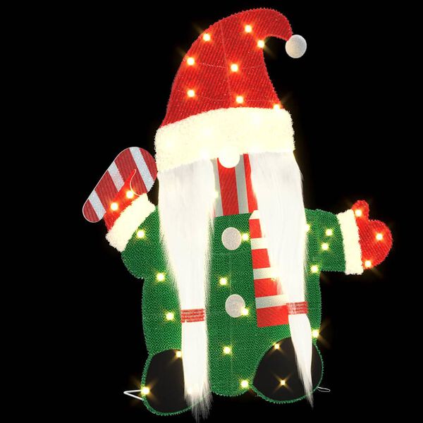 vidaXL Belyst Gnom med 60 LED'er Varm hvid 71 x 64 cm Glitterstof