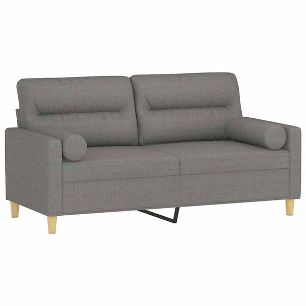 vidaXL 2-personers sofa med puder og hynder 140 cm stof m&oslash;rkegr&aring;