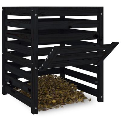vidaXL kompostbeholder 63,5x63,5x77,5 cm massivt fyrretræ sort