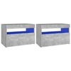 vidaXL sengebord med LED-lys 2 stk. 60x35x40 cm betongr&aring;