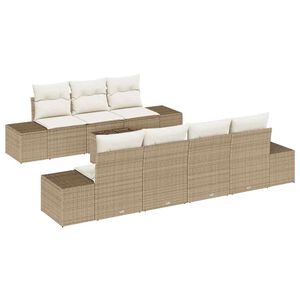 vidaXL Havesofa S&aelig;t med pude 8 pcs Beige polyrattan
