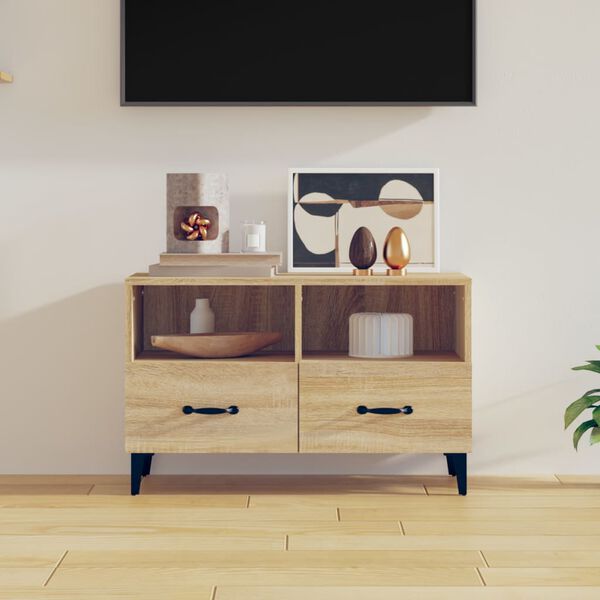 vidaXL tv-bord 80x36x50 cm konstrueret tr&aelig; sonoma-eg