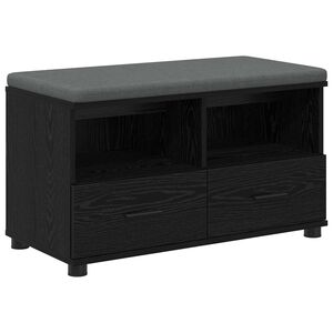 vidaXL Hallb&aelig;nk Sort Eg 80 x 38 x 46 cm Kunstigt tr&aelig; og stof