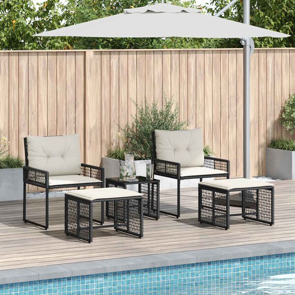 vidaXL Have m&oslash;bel s&aelig;t med pude 5 pcs Sort og Hvid