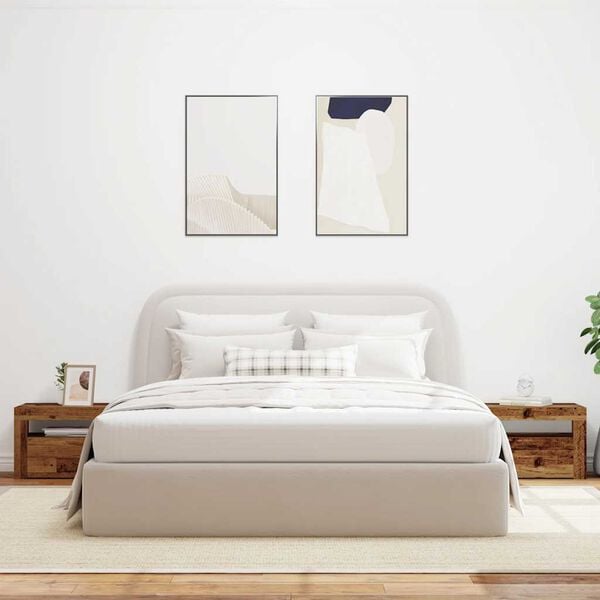 vidaXL sengeborde med LED-lys 2 stk. 60x35x40 cm antikt træ