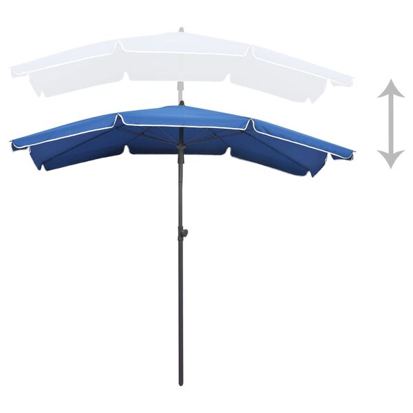 vidaXL parasol med stang 200x130 cm azurblå