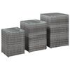 vidaXL sideborde med glastop 3 stk. polyrattan gr&aring;