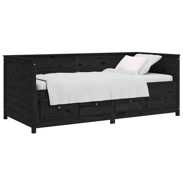 vidaXL daybed 90x200 cm massivt fyrretr&aelig; sort