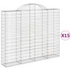 vidaXL buede gabionkurve 15 stk. 200x30x160/180 cm galvaniseret jern