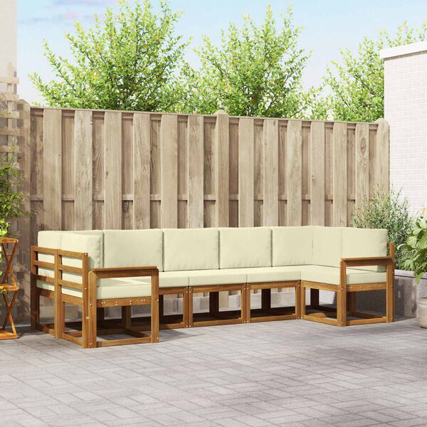 vidaXL Udend&oslash;rs sofagruppe med pude 7 pcs Naturlig og Fl&oslash;de