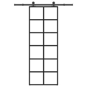 vidaXL skyded&oslash;r med hardwares&aelig;t 76x205 cm sikkerhedsglas aluminium