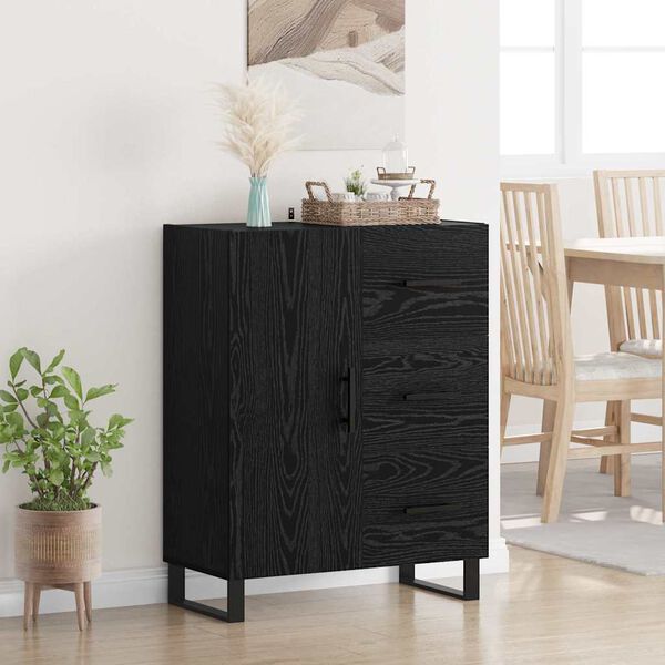 vidaXL Sideboard Sort eg 69,5 x 34 x 90 cm Ingeni&oslash;rt tr&aelig; og jern
