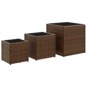 vidaXL plantekasser 3 stk. polyrattan brun
