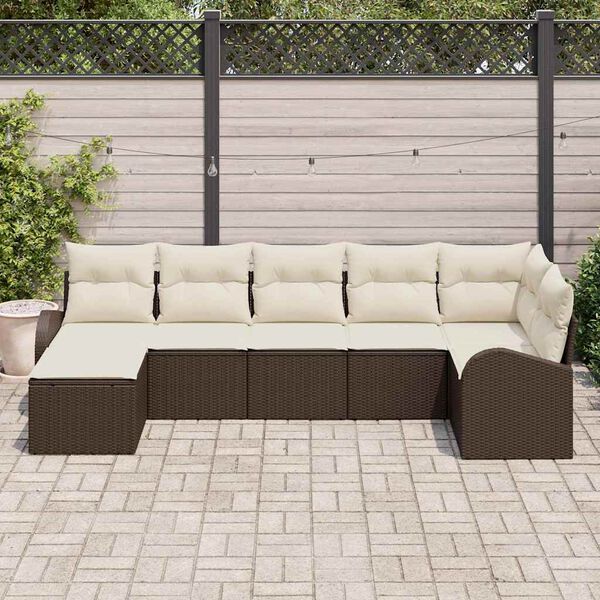 vidaXL Havesofa Sæt 7 pcs Brun Poly rattan