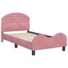vidaXL Børnesengestel med hovedgærde Lyserød 80 x 160 cm Fløjl