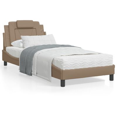 vidaXL seng med madras 80x200 cm kunstlæder cappuccinofarvet