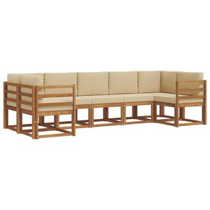 vidaXL Udend&oslash;rs sofagruppe med pude 7 pcs Naturlig og Beige