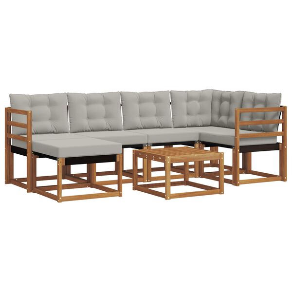 vidaXL Udend&oslash;rs sofagruppe med pude 7 pcs Naturlig og Lys Gr&aring;