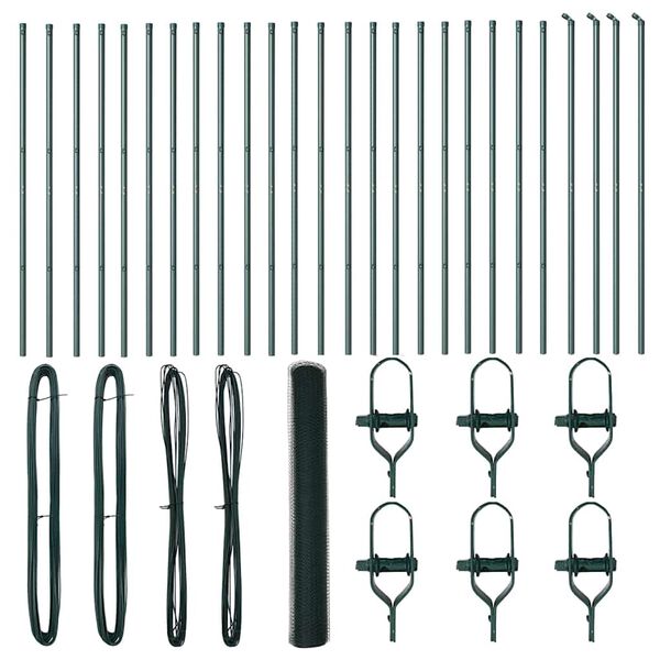 vidaXL Hegnspæl Grøn 50 x 1,4 m (25 mm mesh) Stål og PVC