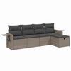 vidaXL sofas&aelig;t 5 dele med hynder polyrattan gr&aring;