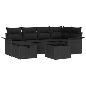 vidaXL Havesofa S&aelig;t med pude med opbevaring 7 pcs Poly rattan