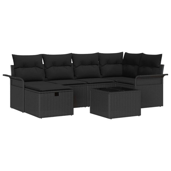 vidaXL Havesofa S&aelig;t med pude med opbevaring 7 pcs Poly rattan