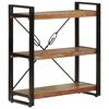 vidaXL bogreol med 3 hylder 77x30x80 cm massivt genbrugstr&aelig; og jern