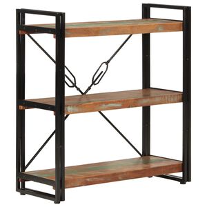 vidaXL bogreol med 3 hylder 77x30x80 cm massivt genbrugstr&aelig; og jern