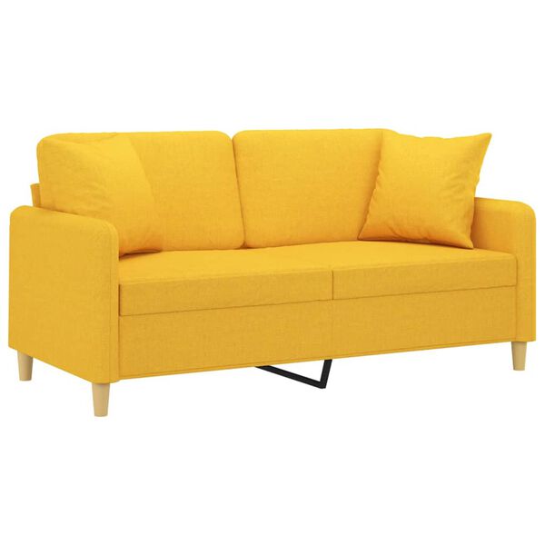 vidaXL 2-personers sofa med puder og hynder 140 cm stof lysegul