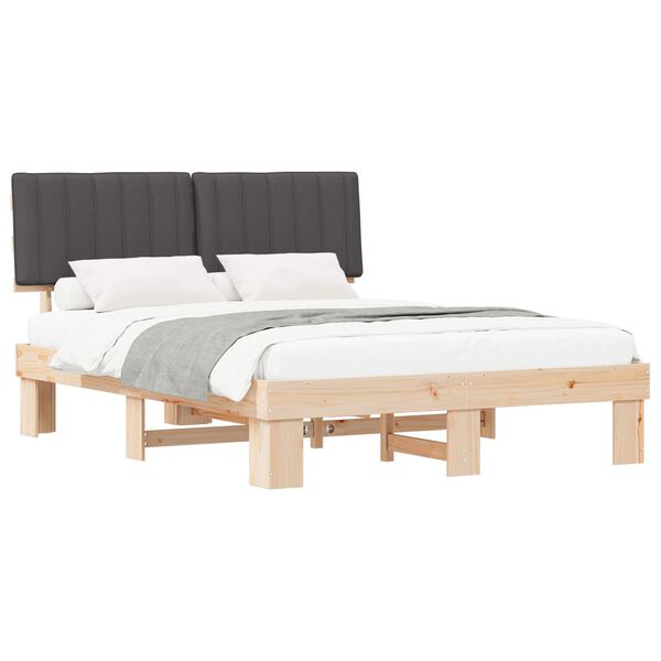 vidaXL Sengestel med Polstret Hovedgavl M&oslash;rkegr&aring; 160 x 200 cm
