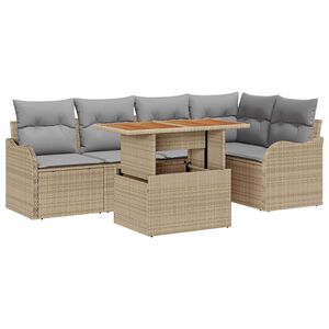 vidaXL Havesofa S&aelig;t med opbevaring 6 pcs Beige Poly rattan