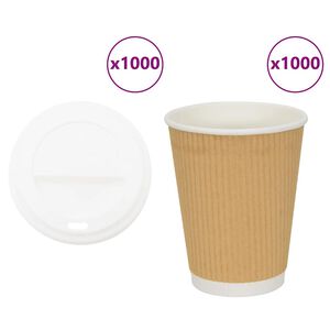 vidaXL kaffekopper af papir med l&aring;g 1000 stk. 12oz 300ml