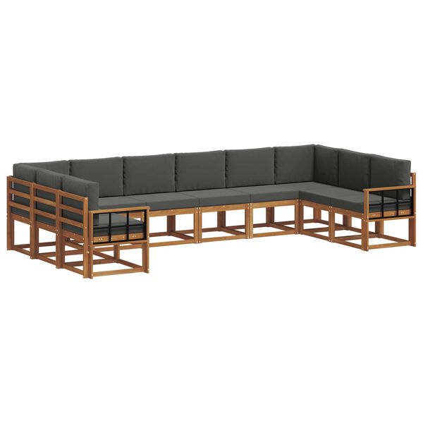 vidaXL Udend&oslash;rs sofagruppe med pude 10 pcs Naturlig og Antracit