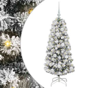 vidaXL Kunstigt Hinged Juletr&aelig; 150 LED'er Gr&oslash;n og Hvid 120 cm