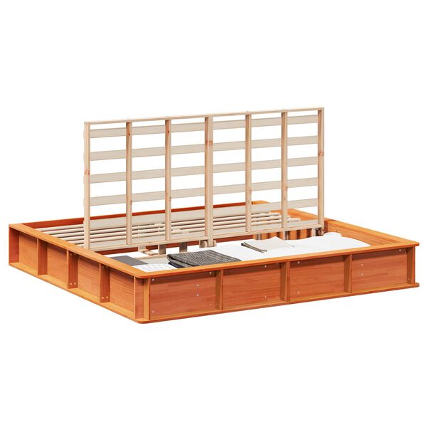 vidaXL Sengestel Voks brun 200 x 200 cm Massiv fyrretr&aelig;