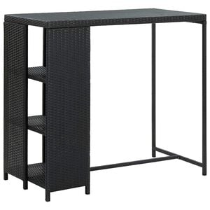 vidaXL barbord med opbevaringsstativ 120x60x110 cm polyrattan sort