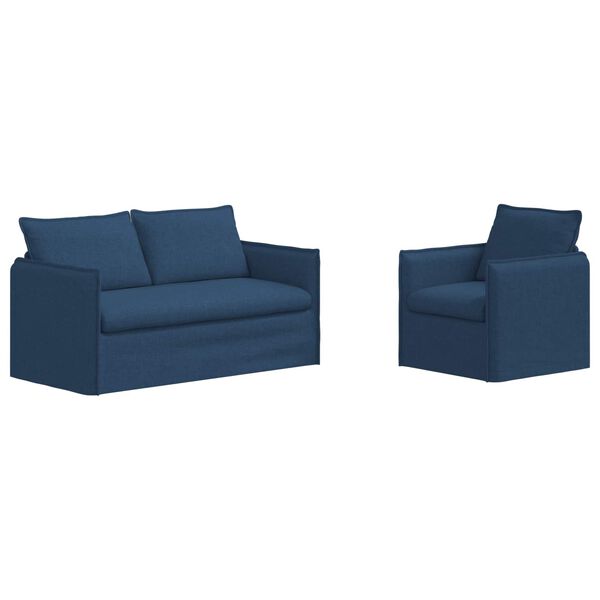 vidaXL Sofa 2 pcs Bl&aring; 196 x 82 x 85 cm Stof