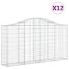 vidaXL buede gabionkurve 12 stk. 200x30x100/120 cm galvaniseret jern