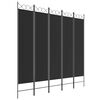 vidaXL 5-panels rumdeler 200x200 cm stof sort