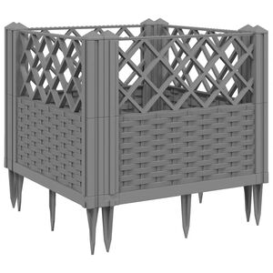 vidaXL plantekasse med spyd 43,5x43,5x43,5 cm PP lysegr&aring;