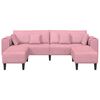 vidaXL Sofa med pude 3 pcs Lyserød Fløjl