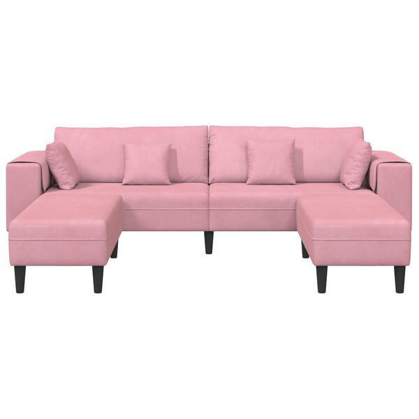 vidaXL Sofa med pude 3 pcs Lyserød Fløjl