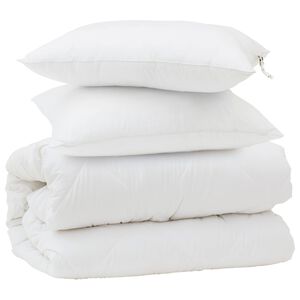 vidaXL Dynebetr&aelig;k S&aelig;t med pude 3 pcs Hvid Mikrofiber og Dunfjer