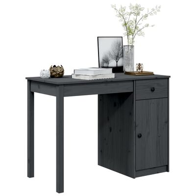 vidaXL skrivebord 100x50x75 cm massivt fyrretræ grå