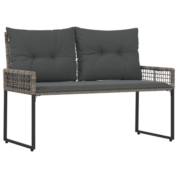 vidaXL Udend&oslash;rs b&aelig;nk med pude Gr&aring; 118 x 55 x 82 cm PE Rattan og stof