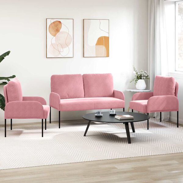 vidaXL Sofas&aelig;t med pude 3 pcs Lyser&oslash;d 115 x 56 x 80 cm Krydsfin&eacute;r