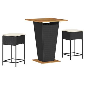 vidaXL bars&aelig;t til haven 3 dele med hynder polyrattan sort