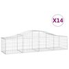 vidaXL buede gabionkurve 14 stk. 200x50x40/60 cm galvaniseret jern
